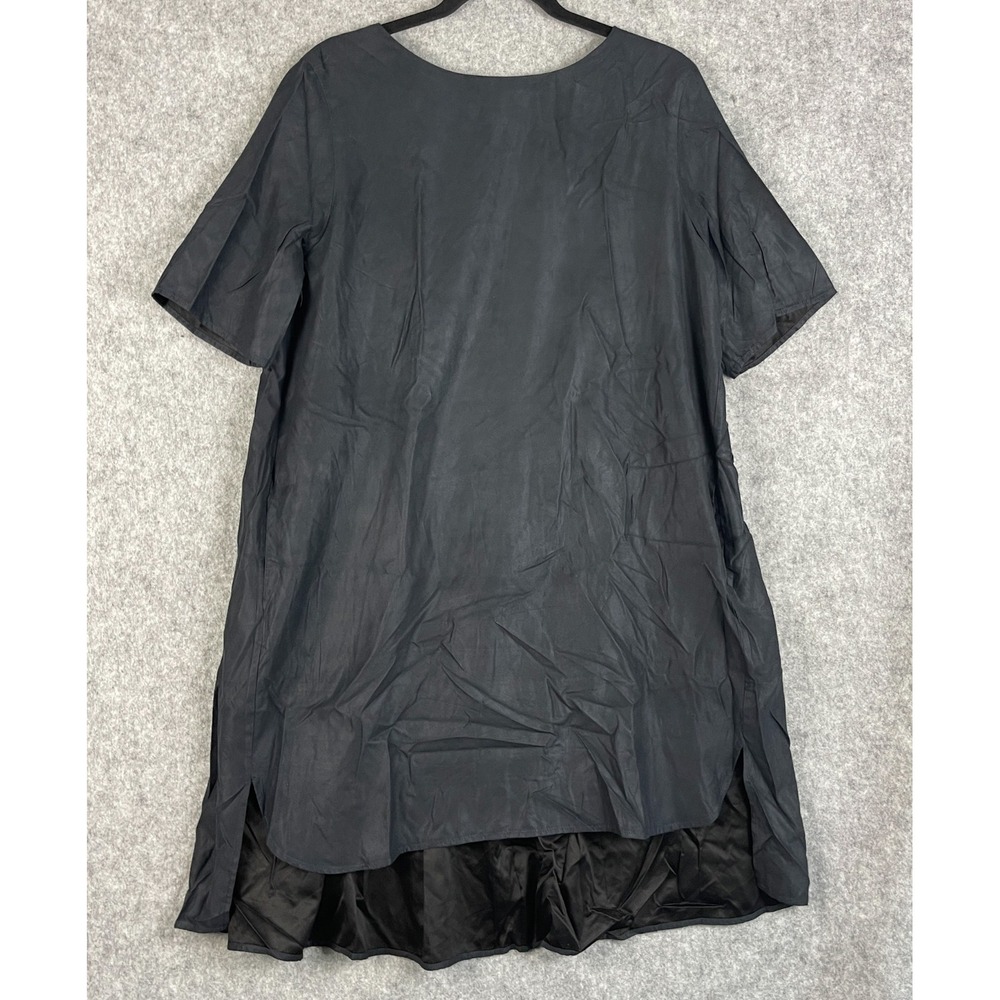 Billy Reid Dress Women Large Black Silk Lining Minimalist Lagenlook Quiet Luxury
